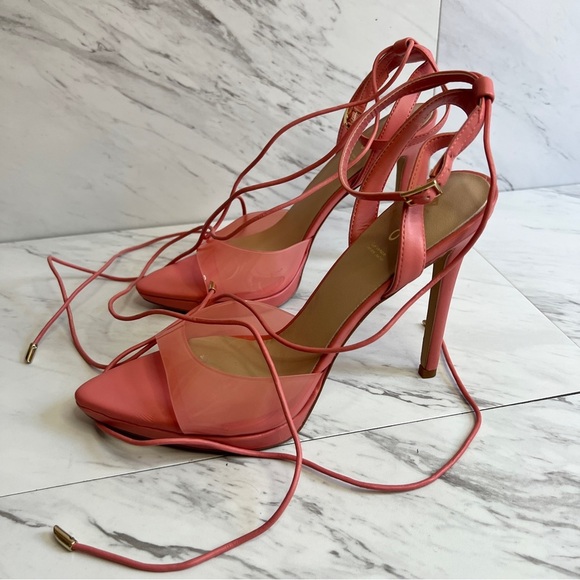 Aldo Docilla Coral Strappy Stiletto Platform Heeled Sandal SZ 10 - Picture 3 of 7